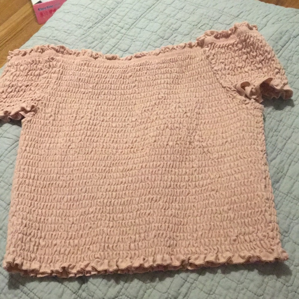 Pink off the shoulder crop top